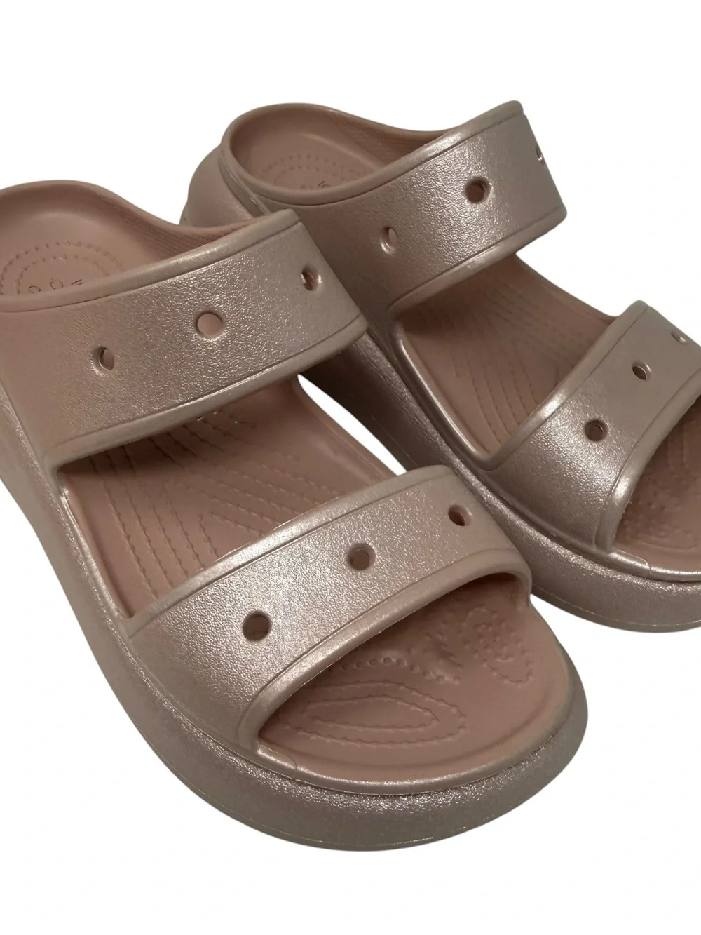 Crocs Classic Crush Womens Size 9 Pink Clay Argile Rose Shimmer platform Sandals